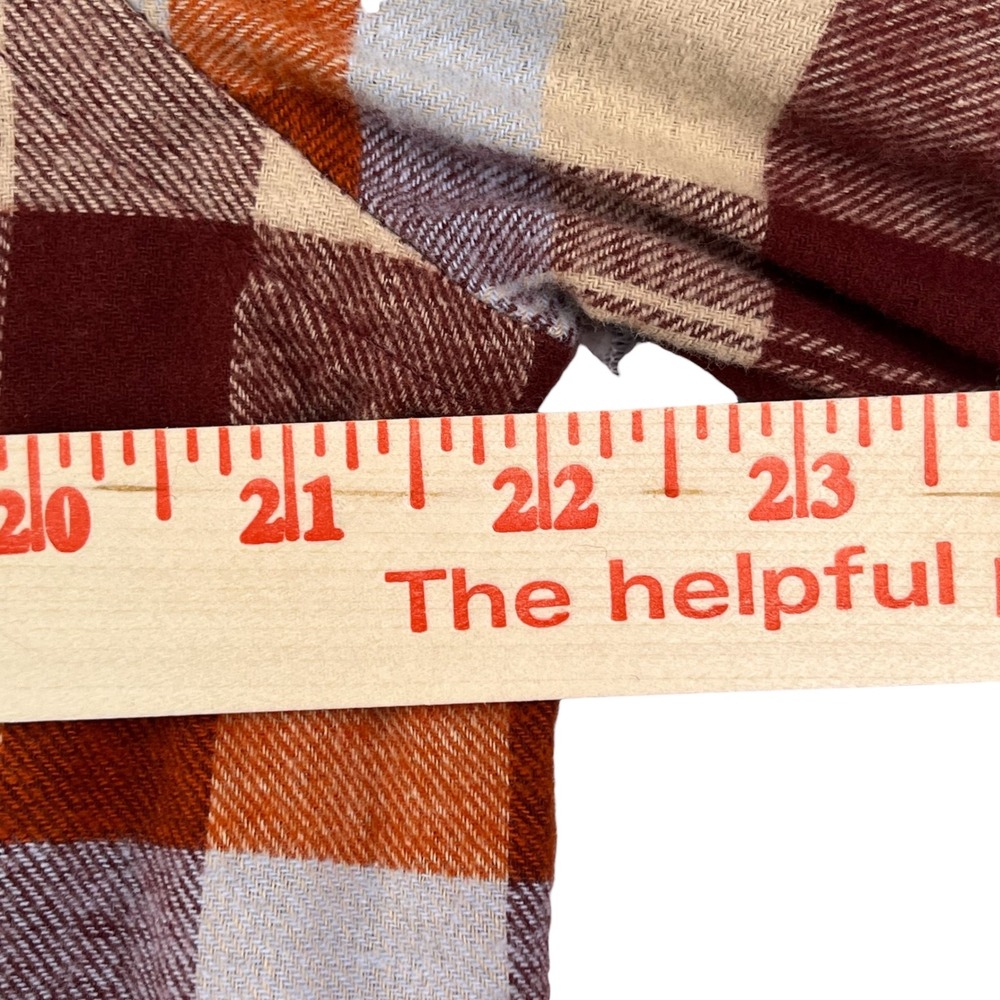 Ocean Coast Men's Plaid Flannel Shirt Orange Burgundy Cotton Long Sleeve Size M - Picture 6 of 8